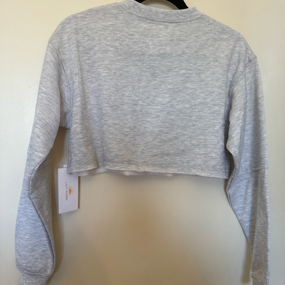 NWT Lazy Sunday “Cape Cod Massachusetts” Gray Fleece Cropped Sweatshirt in Small - Picture 11 of 15